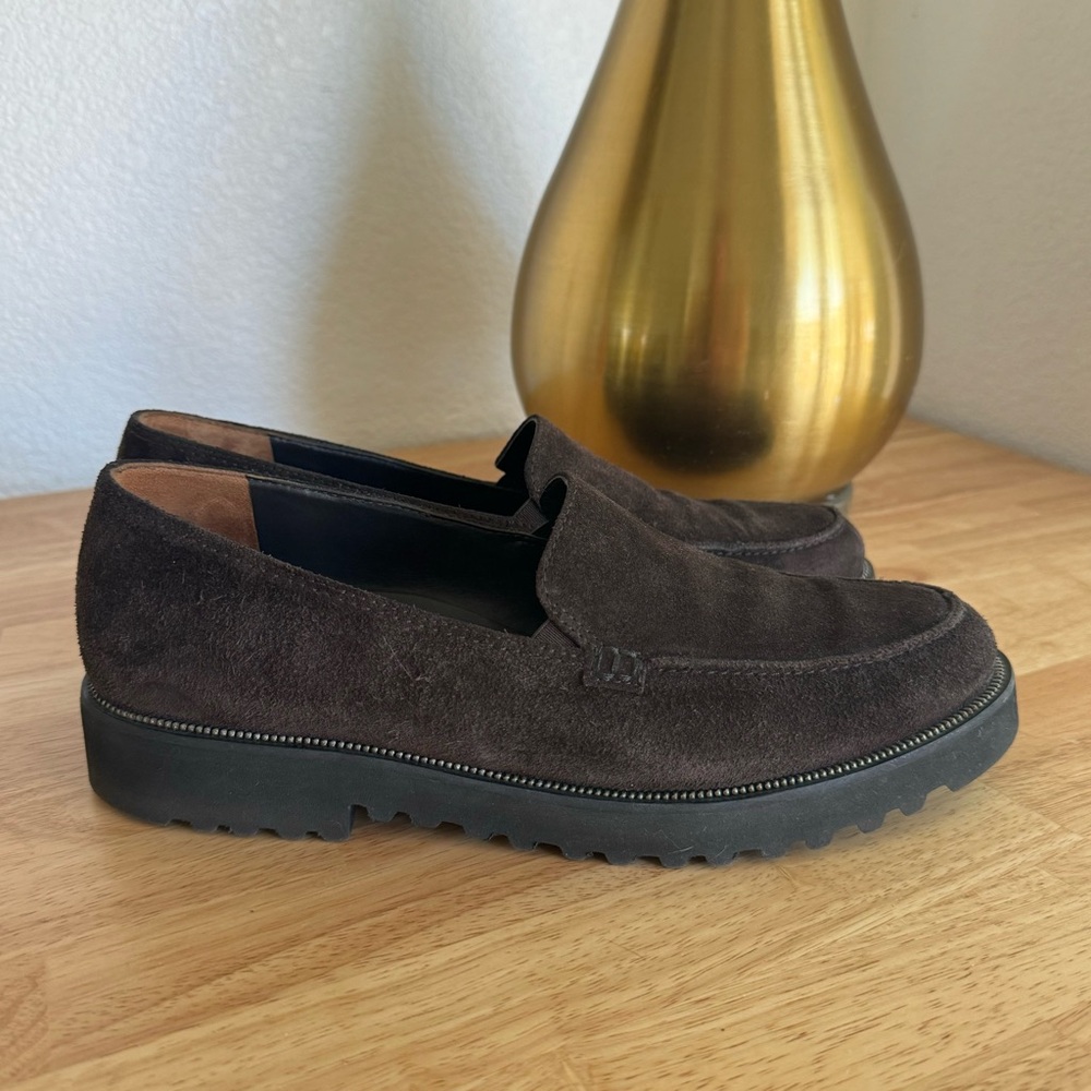 Paul Green Ariana BROWN Suede Leather Slip On Loafer Platform Shoes 9.5